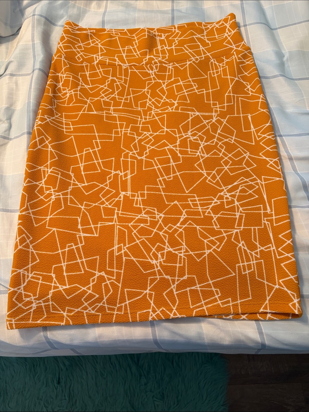 LuLaRoe Orange Geometric Pencil Skirt